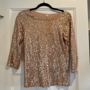 Gold sparkly J. Crew 3/4 length sleeve shirt